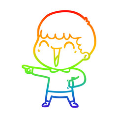 rainbow gradient line drawing cartoon happy man