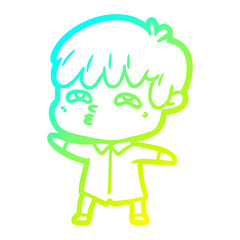 cold gradient line drawing cartoon curious man