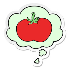 cartoon tomato and thought bubble as a printed sticker