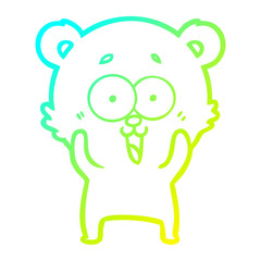cold gradient line drawing laughing teddy  bear cartoon