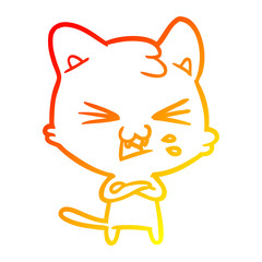 Obraz premium warm gradient line drawing cartoon cat hissing