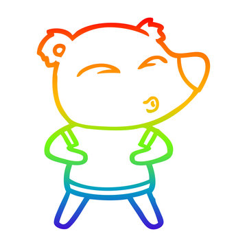 recommend clip art: rainbow gradient line drawing cartoon whistling bear