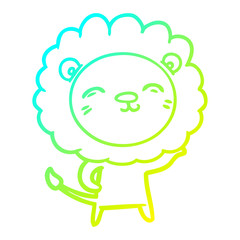 cold gradient line drawing cartoon lion