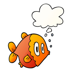 cartoon fish and thought bubble in smooth gradient style