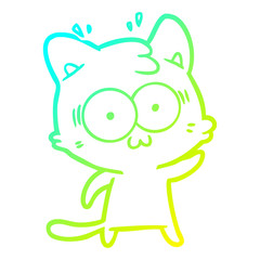 cold gradient line drawing cartoon surprised cat