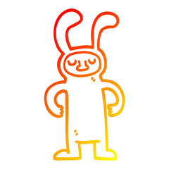 warm gradient line drawing cartoon man dressed as a bunny