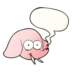 cartoon elephant face and speech bubble in smooth gradient style