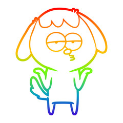 Obraz premium rainbow gradient line drawing cartoon bored dog