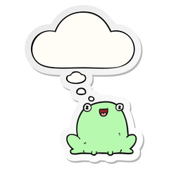 cartoon frog and thought bubble as a printed sticker