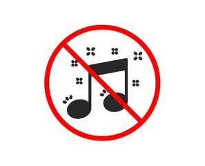 No or Stop. Musical note icon. Music sign. Prohibited ban stop symbol. No musical note icon. Vector