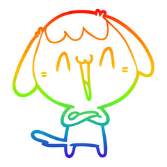rainbow gradient line drawing cute cartoon dog