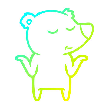 recommend clip art: cold gradient line drawing happy cartoon bear shrugging shoulders