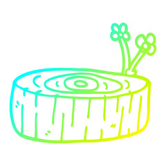 cold gradient line drawing cartoon tree log