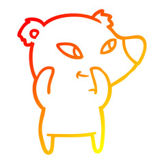 warm gradient line drawing cute cartoon bear