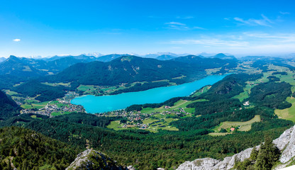 Obraz premium Lake Fuschlsee, is Salzkammergut, Austria, in summer