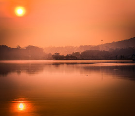 Sunrise over Xuan Huong Lake, Dalat, Vietnam