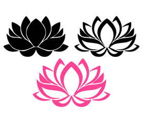 four lotus silhouettes for design vector