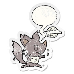 cartoon halloween werewolf changing in moonlight and speech bubble distressed sticker