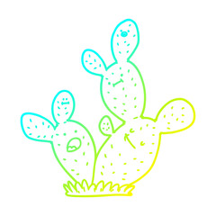 cold gradient line drawing cartoon cactus