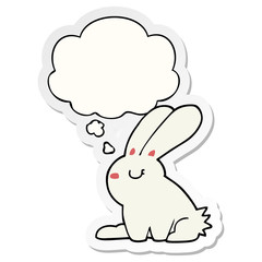 cartoon rabbit and thought bubble as a printed sticker