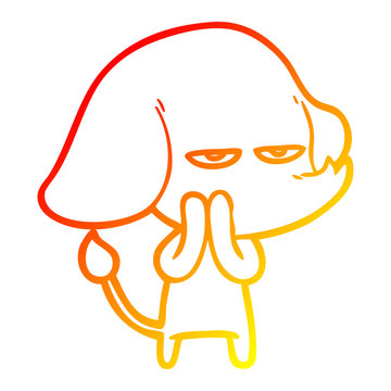 recommend clip art: warm gradient line drawing annoyed cartoon elephant