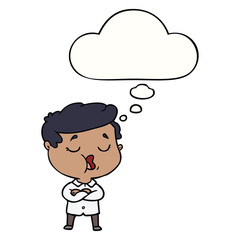 cartoon man talking and thought bubble