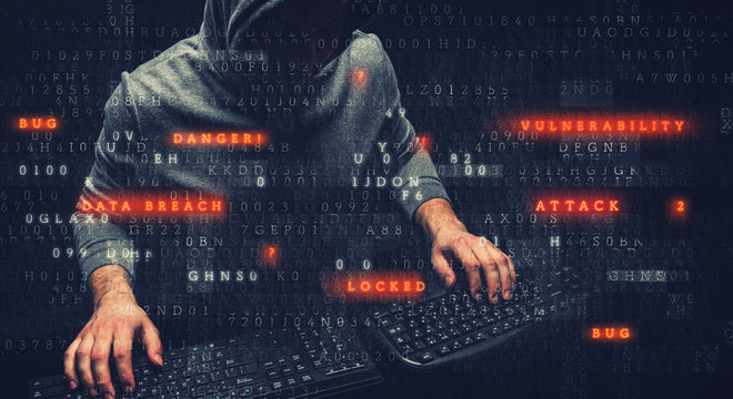 Hacker in hoodie dark theme