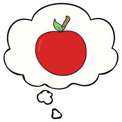 cartoon apple and thought bubble