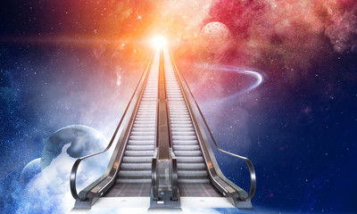 Modern double escalator to space