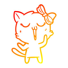 warm gradient line drawing cartoon cat