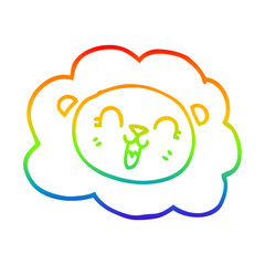 rainbow gradient line drawing cartoon happy lion