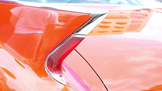Skopje,North Macedonia- June 4, 2019. Old vintage cars in various colours and in mint condition parked at an open air display car meeting