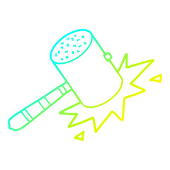 cold gradient line drawing cartoon banging gavel