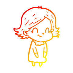 warm gradient line drawing cartoon friendly girl