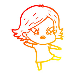 warm gradient line drawing cartoon stressed woman