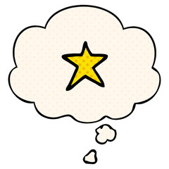 cartoon star symbol and thought bubble in comic book style