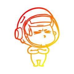 warm gradient line drawing cartoon stressed astronaut