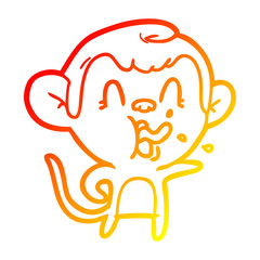warm gradient line drawing crazy cartoon monkey