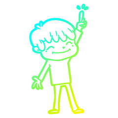cold gradient line drawing cartoon happy boy