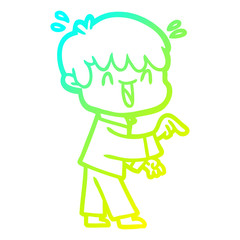 cold gradient line drawing cartoon laughing boy
