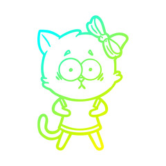 cold gradient line drawing cartoon cat