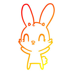 warm gradient line drawing cute cartoon rabbit