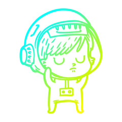 cold gradient line drawing cartoon astronaut woman