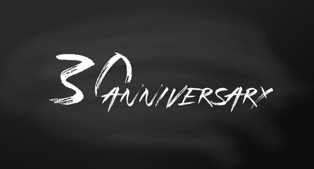 30 anniversary logo concept. 30th years birthday icon. Isolated golden numbers on chalkboard background. Vector illustration. EPS10.