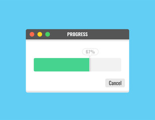 Progress bar of file copying template. Vector illustration.