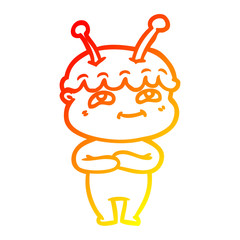 warm gradient line drawing friendly cartoon spaceman