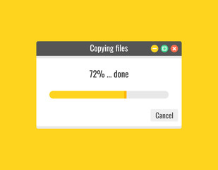 Progress bar of file copying template. Vector illustration.