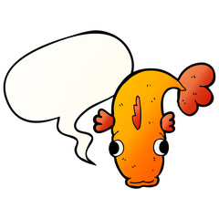 cartoon fish and speech bubble in smooth gradient style
