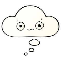 cute cartoon face and thought bubble in smooth gradient style