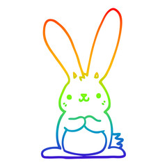 rainbow gradient line drawing cartoon rabbit